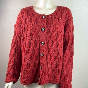 BLARNEY woollen mills Ireland sweater cardigan pure new wool Large button down
